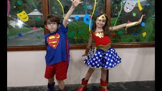 BAILE DE CARNAVAL INFANTIL 2019  MULHER MARAVILHA E SUPER MAN [upl. by Womack]