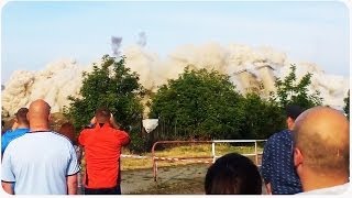 Flying Demolition Debris Nearly Hits Spectators [upl. by Assyle]