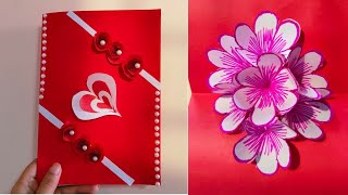 diy Pop up Card tutorial  3D paper flower easy greeting card making [upl. by Notseh]