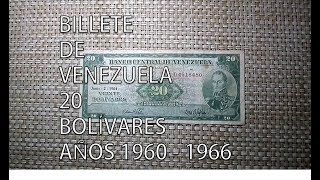 Numistek Billete de Venezuela 20 Bolívares 1964 [upl. by Patt]