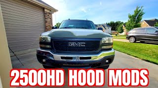 2005 GMC Sierra 2500HD  Chevy 2500 HD Hood Modifications [upl. by Ochs]