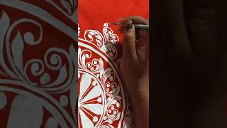 backdrop Painting 🖌️❤️ Alpona Design On Cloth Backdrop Decoration shorts alpona kolkaart viral [upl. by Miru]