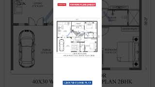 West Facing House Vastu  40X30 2bhkhousehouzy 1200sqfthouse 3dhouseplan houseplan vastuforhome [upl. by Thurman]