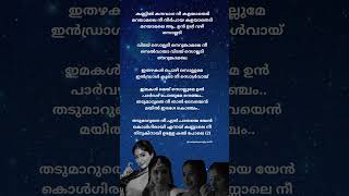 kannil kanavaga nee kalangathadi Song Lyrics malayalamsonglyrics NenjinezhuthSong trendingsongs [upl. by Juline]