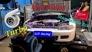 Turbo Civic Dyno Tuning  Stock Boosted D16A8 [upl. by Ahsinel]