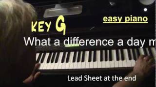 WHAT A DIFFERENCE A DAY MADE  easy piano tutorial Yvan Jacques [upl. by Sivel]