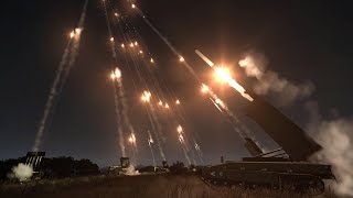 Massive Artillery fire at Night  MLRS  Barrage  Military Simulation  ArmA 3 [upl. by Ulberto499]