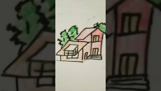 Drawing House  Tutorial creative  Sketching ytshorts [upl. by Findlay565]