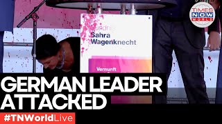 LIVE  German Politician Sahra Wagenknecht Attacked with Red Paint – Suspect Detained [upl. by Leifer]