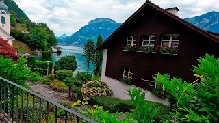 Most beautiful Switzerland village  Walking along the lake [upl. by Sasnett587]