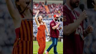 INCREDIBLE KICK FROM A STUDENT cfb football hokies virginiatech [upl. by Ahsirkal]