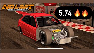 No limit drag racing 2 tune honda civic ek9 574 🔥 [upl. by Albertina]