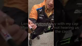 LANDO NORRIS SIGNS FANS CAP AND THEN FORGETS TO GIVE IT BACK landonorris mclarenf1 [upl. by Brennen784]