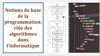 Notions de la programmation  rôle des algorithmes dans l’informatique Logigramme ou pseudocode [upl. by Eiramannod]