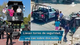 Se desploma torreta de seguridad recién inaugurada en Atizapán de Zaragoza [upl. by Berey]