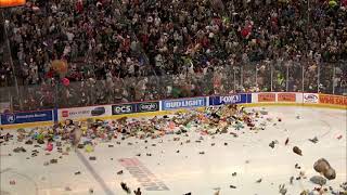 Hershey Bears teddy bear toss 2024 See stuffed animals flying to the ice [upl. by Bouley233]