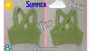 Crop top de verano tejidoamano crochet Te encantará aprender a realizarlo paso a paso❤️🧶 [upl. by Airual]