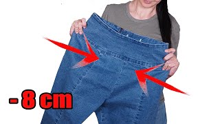 How to downsize jeans in the waist in 5 minutes  a simple sewing trick [upl. by Anierdna]