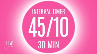 45 Second Interval Timer with 10 Second Rest  4510 HIIT Timer [upl. by Kcirtemed849]