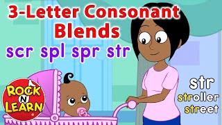 ThreeLetter Consonant Blends  scr spl spr str  Rock ’N Learn [upl. by Oirram]