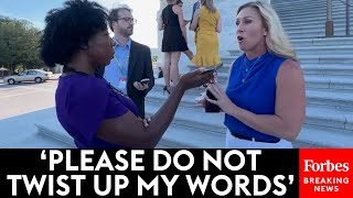 VIRAL VIDEO Marjorie Taylor Greene Spars With Reporter About Christian Nationalism [upl. by Feltie]