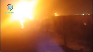 Huge fire broke out after explosion in Bryansk Russia near Druzhba oil depot [upl. by Casanova384]