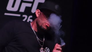 Nate Diaz throws JOINT to crowd and offers Moreno a PUFF [upl. by Nivri431]