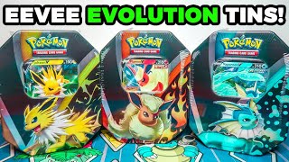 Opening Pokemon Eevee Evolutions Tin Set Jolteon V Flareon V amp Vaporeon V [upl. by Manchester]