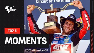 Top 5 MotoGP™ Moments 🤠  2023 AmericasGP [upl. by Assetal323]