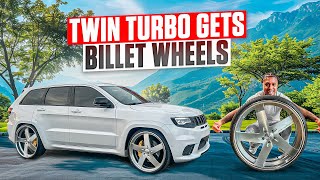 PUT 26INCH BILLET WHEELS ON WORLDS FASTEST TWIN TURBO TRACKHAWK [upl. by Anwad485]