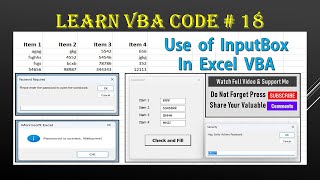 Learn VBA Code Part 18  Use of InputBox in Excel VBA [upl. by Anyaled17]