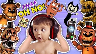 OH NO BABY Shawn vs FIVE NIGHTS at FREDDYS 12 amp 4  He Calls BENDY amp the INK MACHINE FGTEEV [upl. by Glad]