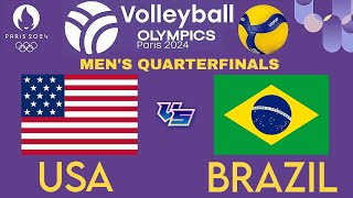 OLYMPIC MENS VOLLEYBALL LIVE │ USA vs BRAZIL Livescore [upl. by Arahsat]