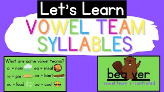 Vowel Team Syllables Syllable Types [upl. by Hplodnar]