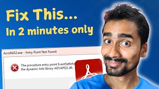 100 Fixed AcroRD32exe  Entry Point Not Found  Windows 7  Adobe Acrobat Reader Problem [upl. by Hiram]