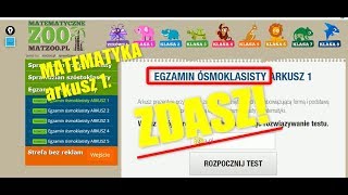 Egzamin ósmoklasisty z matematyki matzoo arkusz1 rozwiązany [upl. by Enyaj]