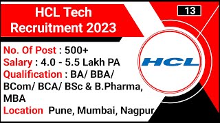 HCL Tech Recruitment 2023  HCL Tech Off Campus Drive 2023  HCL Tech Job Vacancy 2023 [upl. by Alaunnoif3]