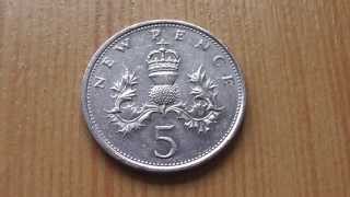 Great Britain coin 5 New Pence from 1980 in HD [upl. by Nimsay348]