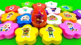 Rainbow SLIME Looking Pinkfong Cocomelon Numberblocks Alphablocks Mini Flower Bear Mixed all Box [upl. by Suoicul697]