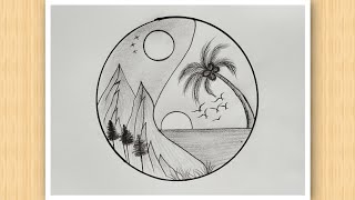 Prakritik drishya drawing  Nature drawing with pencil  scenery drawing easy shading [upl. by Emmi]