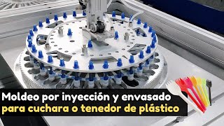 ¿Cómo fabricar la cuchara de postre de plástico con una máquina de moldeo por inyección y envasado [upl. by Bride]