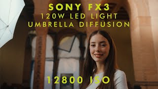 Sony FX312800 ISO  60FPS  120w LED light with simple umbrella diffusion [upl. by Eitsim]