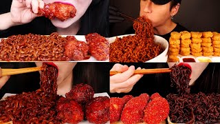 EATING ASMR BLACK BEAN NOODLES FRIED CHICKEN EATING SOUNDS NO TALKING MUKBANG [upl. by Yrolg390]