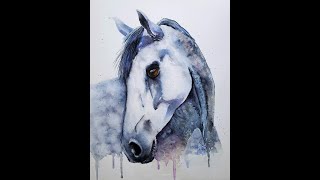 How To Paint A Dapple Gray Horse Watercolor Full Version [upl. by Washburn365]