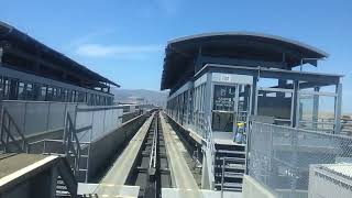 SFO AirTrain Blue Line  International Terminal G to Rental Car Center  Front View [upl. by Shir]