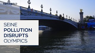 Mens triathlon postponed due to pollution levels in River Seine [upl. by Adlen]