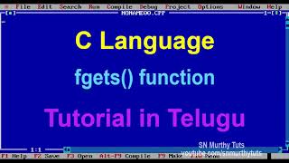 C Tutorial in Telugu  fgets function with example [upl. by Tnek]