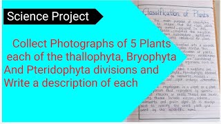 5 Plants Each of the thallophyta Bryophyta And Pteridophyta write About it9th science Project [upl. by Underwood]