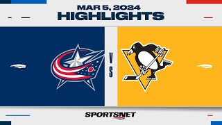 NHL Highlights  Blue Jackets vs Penguins  March 5 2024 [upl. by Eentrok]