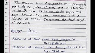 Focal length problems Advanced surveying  photogrammetric surveying part 06 vtu notes Globemech [upl. by Cullie]